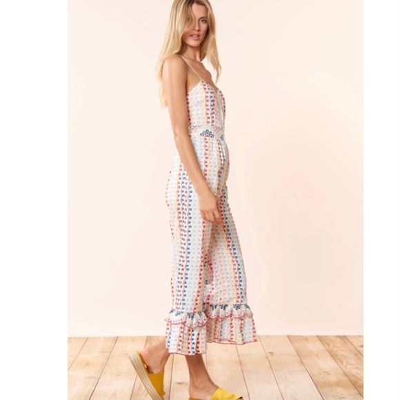 Red‎ Carter Anthropologie Bailey Eyelet 100% Cotton Capri Jumpsuit Size S - Picture 3 of 6